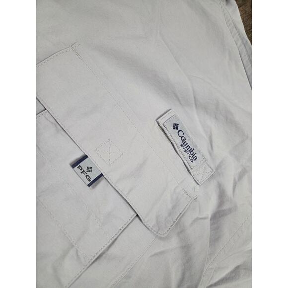 Columbia Bahama Silver Gray XXL Long Sleeve Button Front Men's Shirt Vented - Picture 2 of 5